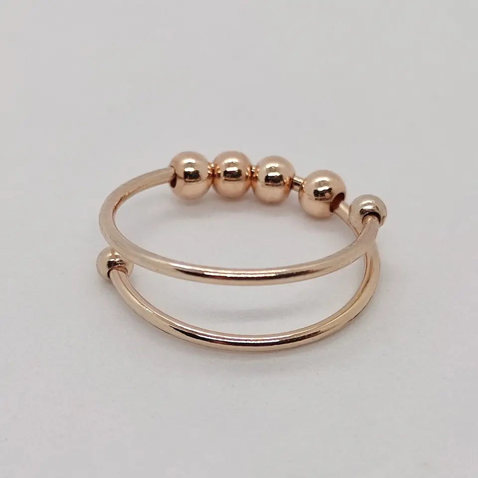 Ring : Anti Stress Ring Goud - Draaibeweging Rustig Worden - Metaal in Rosé Goud van Pantino