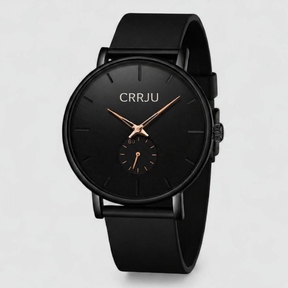 watches : Horloge Zwart Blauw - Waterdicht Luxe Quartz in Zwart Roségoud van Pantino