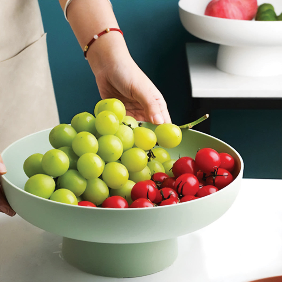 home & garden : Chique en Ronde Fruitmand - Elegante en Stevige Opslag voor Uw Verse Favorieten - Groen in van Pantino