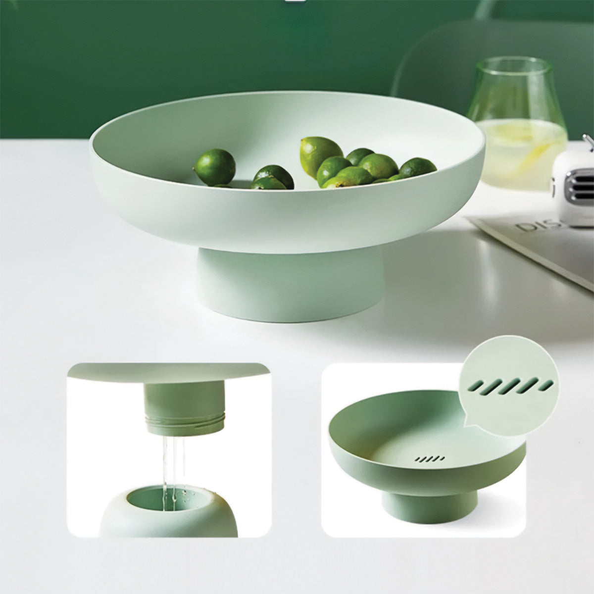 home & garden : Chique en Ronde Fruitmand - Elegante en Stevige Opslag voor Uw Verse Favorieten - Groen in van Pantino