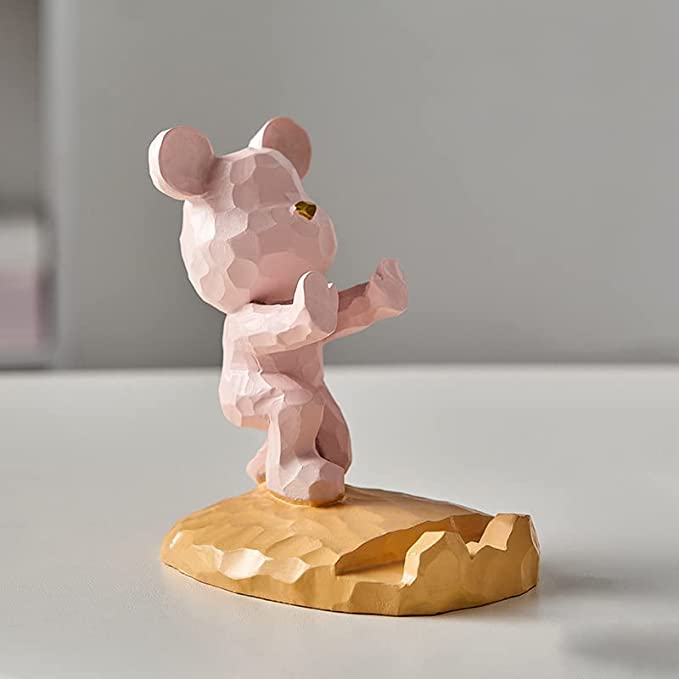 Phone Holder : Muistelefoonhouder Dames Roze - Geometrisch Handje Design - Kunststof in Roze - Handje van Pantino