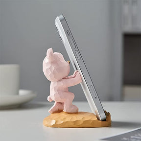 Phone Holder : Muistelefoonhouder Dames Roze - Geometrisch Handje Design - Kunststof in van Pantino