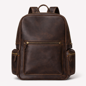 bags : Rugzak van Crazy Horse-leer - Leer in Donkerbruin van Pantino