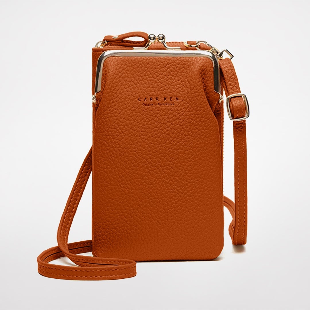 bags : Mobiele Telefoon Tas Leer - Zwart in Oranje van Pantino
