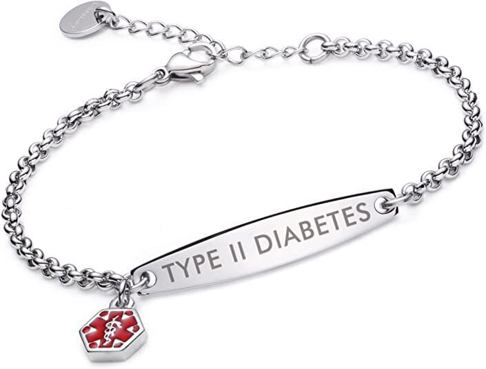 Medical ID Bracelet : AlertBand Armband Dames Goud - Stijlvol Design - Goudkleurig in Zilver Type 2 van Pantino
