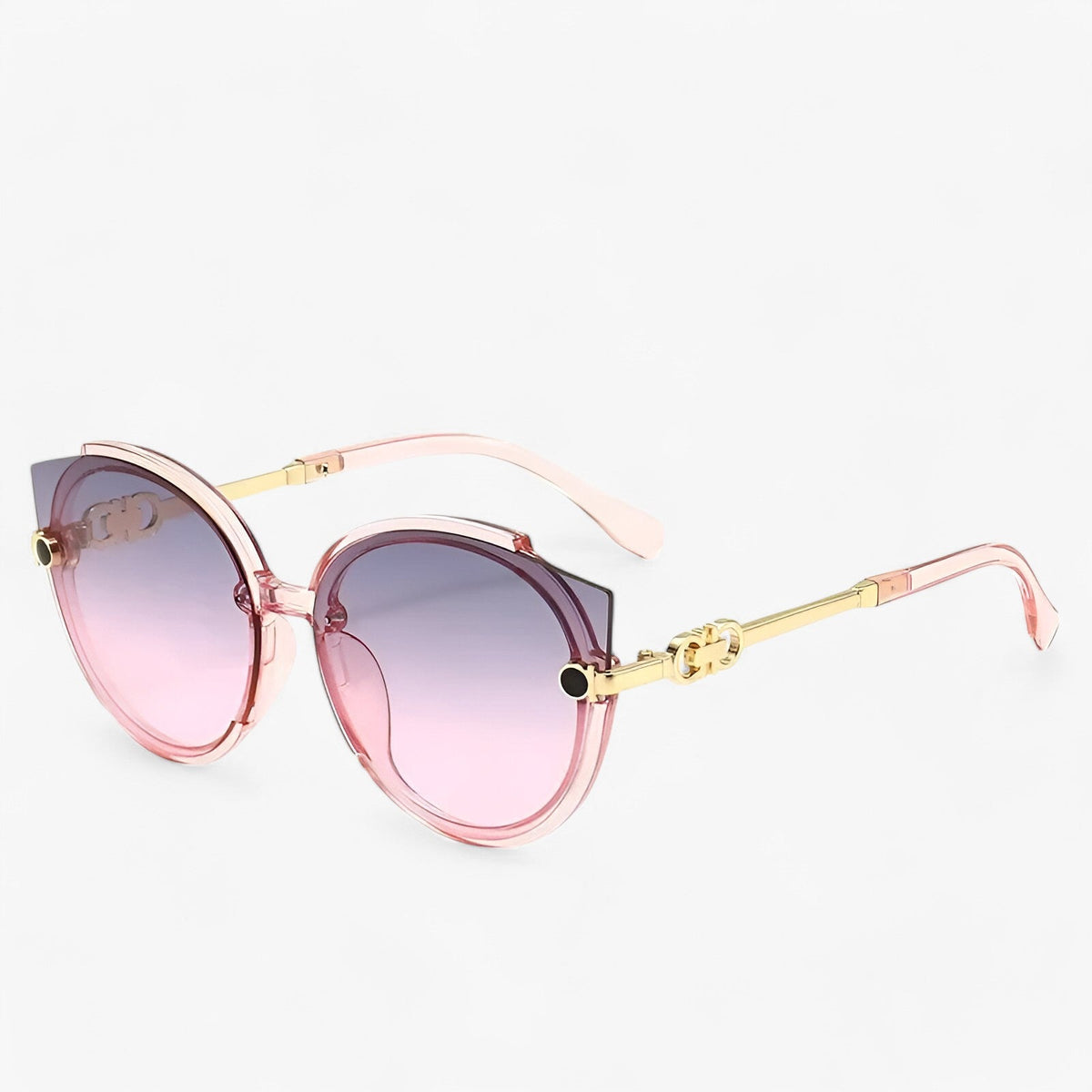 Sunglasses : Ronde Zonnebril met Kleurverloop Dames - Vintage Stijl en Bescherming - Roze in van Pantino