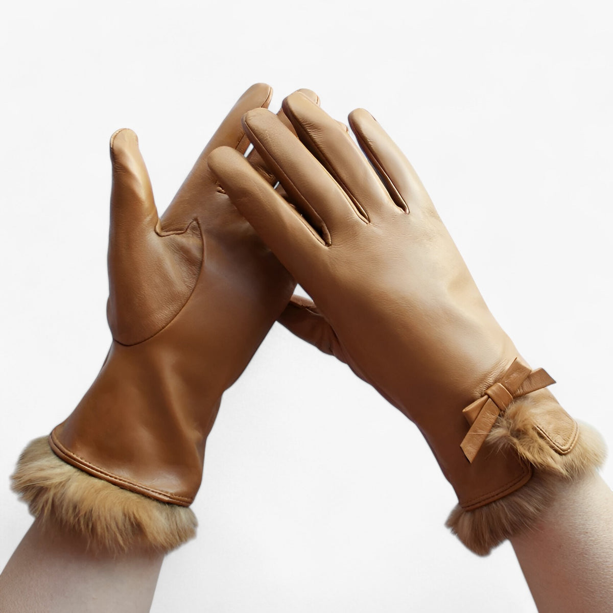 Gloves : Handschoenen Zwart - Warme Leren - Comfort en Stijl in Champagne van Pantino