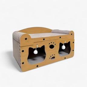 pets : Whisker Wonders - 2-in-1 Kattenkrabber en Lounge Bed - Bruin in van Pantino
