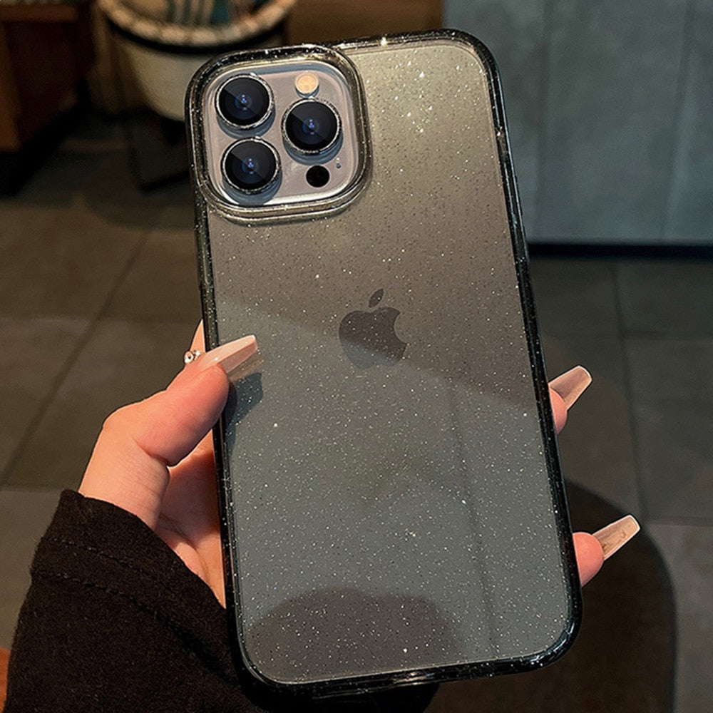 Phone Case : Luxe Glimmer Case - Bescherm Je Telefoon in Stijl - Zwart in Zwart van Pantino