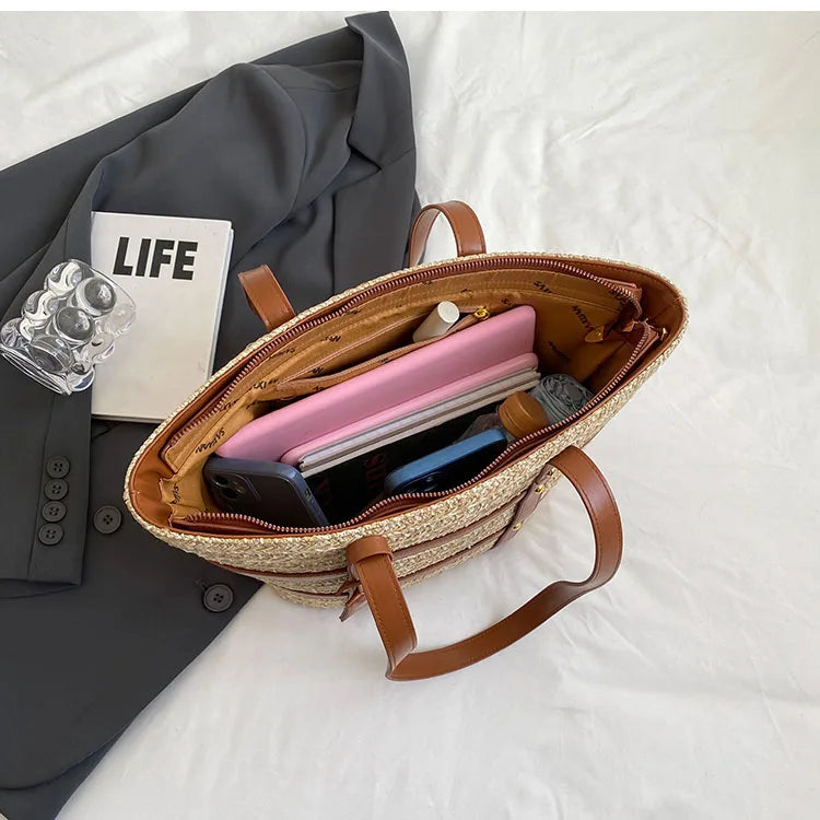 bags : Straw Bag Black - Tas in van Pantino