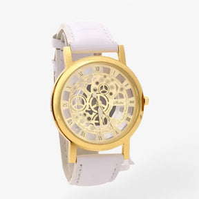 other : Kwarts Uurwerk met Leren Band en Romeins Wijzerplaat - Zilver Blauw in wit goud van Pantino