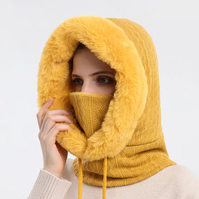 Hat : Cap Khaki - Warme Winter Capuchon in Geel van Pantino