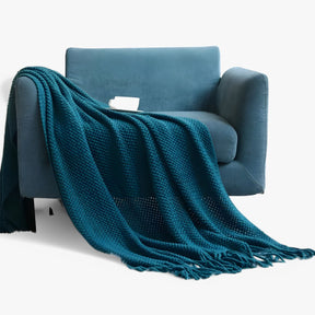 Home & Garden : Gezellig gebreid plaid – zacht, warm en stijlvol met franjes Heren in Blu van Pantinoshop