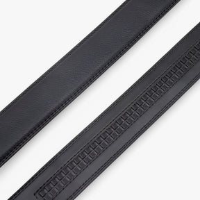 Men's Leather Automatic Buckle Belt : Riem Heren Zwart - Leren Herenriem met Automatische Lus in van Pantino