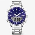 Reloj para Hombre Azul Plateado - Reloj Deportivo Robusto de Acero Inoxidable con Mecanismo de Cuarzo Preciso y Diseño Resistente al Agua