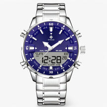 watches : Horloge Heren Zilverblauw - Robuuste Sporthorloge van Roestvrij Staal met Nauwkeurig Kwartsmechanisme en Waterbestendig Ontwerp in Zilverblauw van Pantino