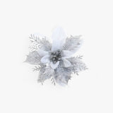 Fleurs de Noël artificielles avec poudre d'or brillante - Élégance pour Noël - Argenté