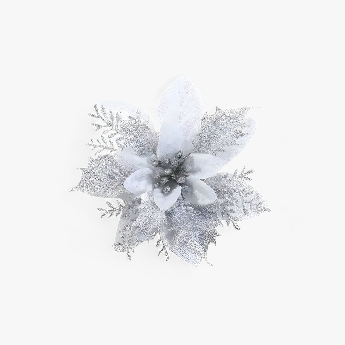 home & garden : Kunstkerstbloemen met Glanzend Goudpoeder - Elegantie voor Kerstmis - Zilverkleurig in Zilverkleurig 5stuks van Pantino