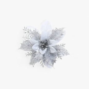 home & garden : Kunstkerstbloemen met Glanzend Goudpoeder - Elegantie voor Kerstmis - Zilverkleurig in Zilverkleurig 5stuks van Pantino