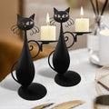 Zwarte Kat Kaarsenhouder - Mystiek Interieur Decoratie - Keramiek