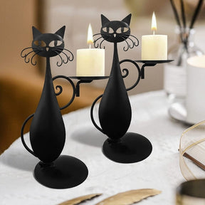 home & garden : Zwarte Kat Kaarsenhouder - Mystiek Interieur Decoratie - Keramiek in van Pantino