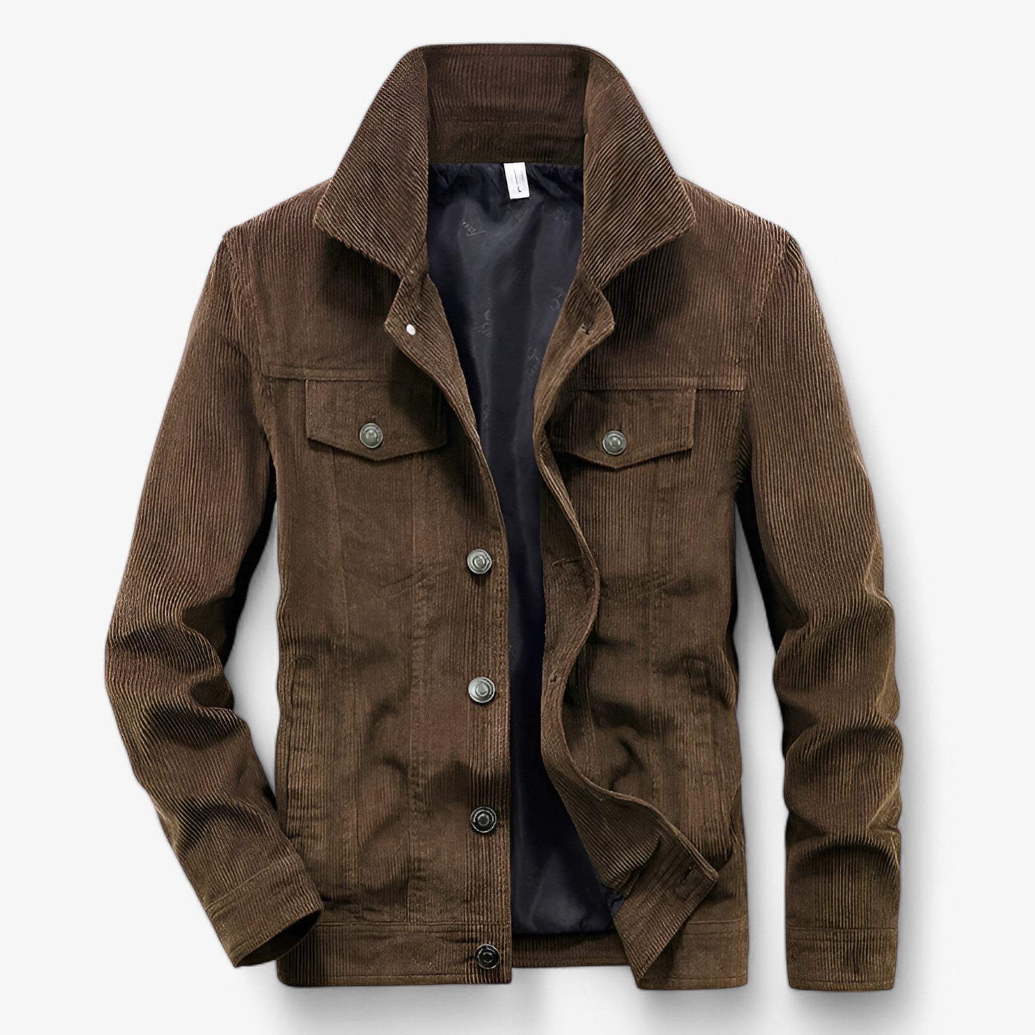 Jassen : Corduroy Jas - Vintage en Trendy - Khaki in Bruin van Pantino