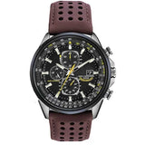 Montre chronographe homme MultiSteel, bracelet en cuir, élégante et précise