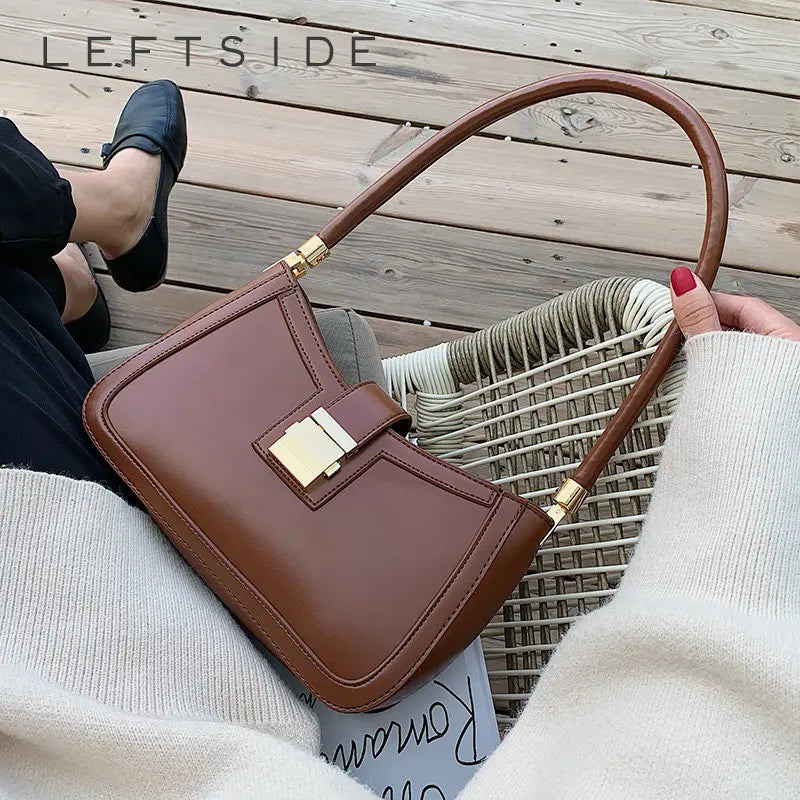 bags : Klassieke Handtas Dames - Goudkleurige Hardware Tijdloos - Synthetisch Leer in van Pantino