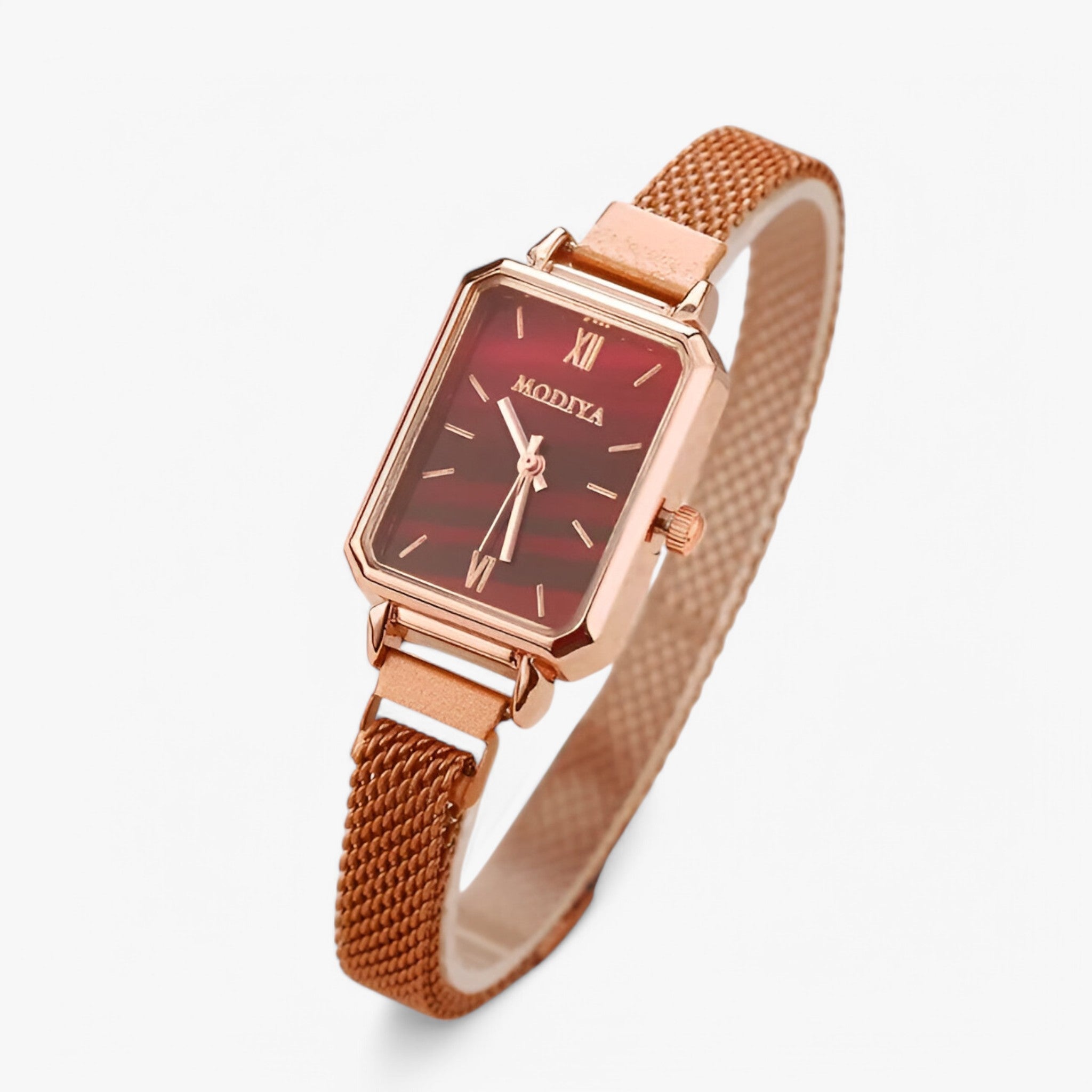 Watches : Vierkant dameshorloge met groene wijzerplaat en magnetische band in Rossa van Pantinoshop