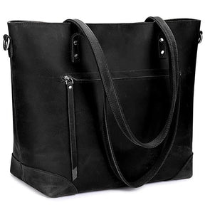 bags : Luxury Bag Vintage Leren Tas - Zwart in Zwart van Pantino