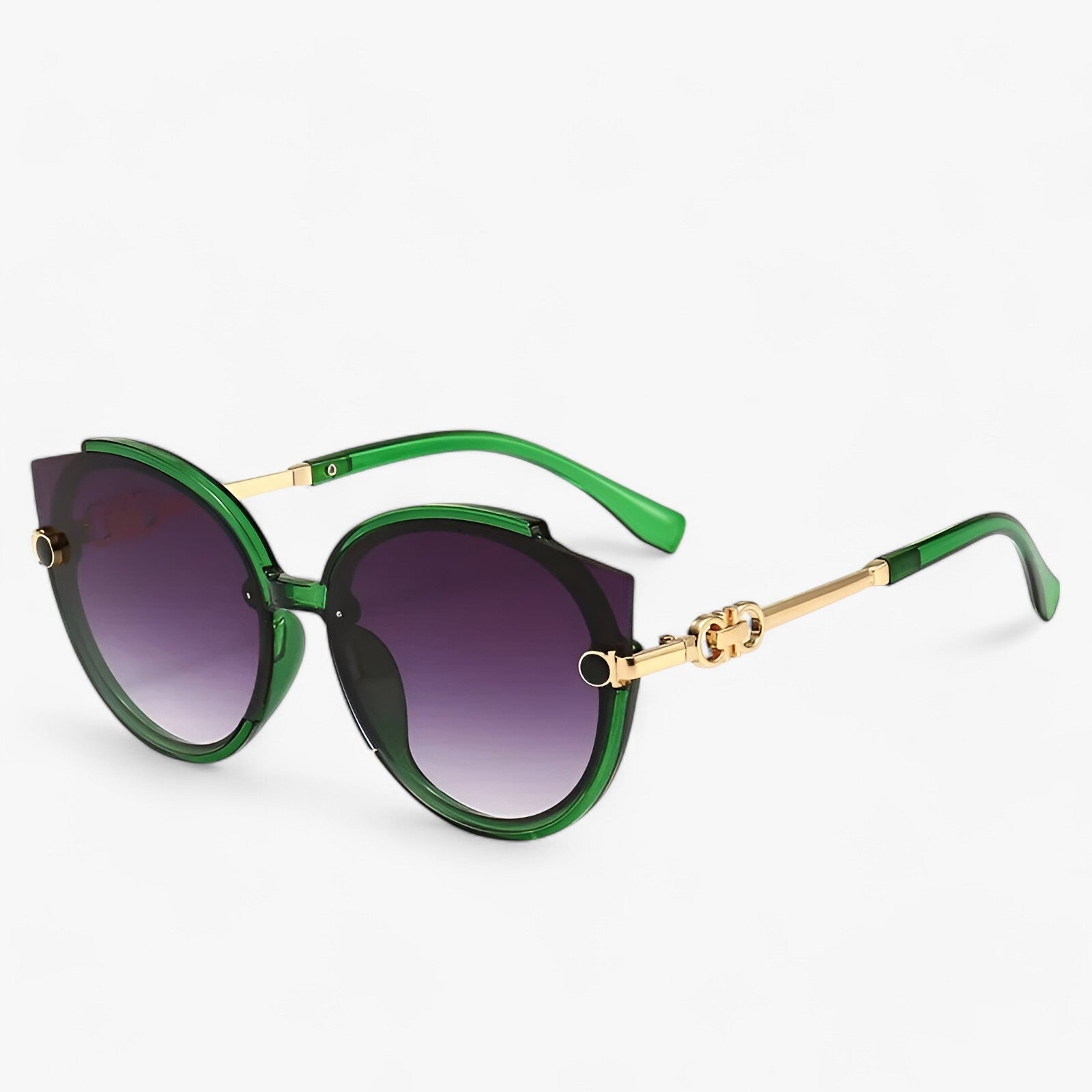 Sunglasses : Ronde Zonnebril met Kleurverloop Dames - Vintage Stijl en Bescherming - Roze in Groen van Pantino