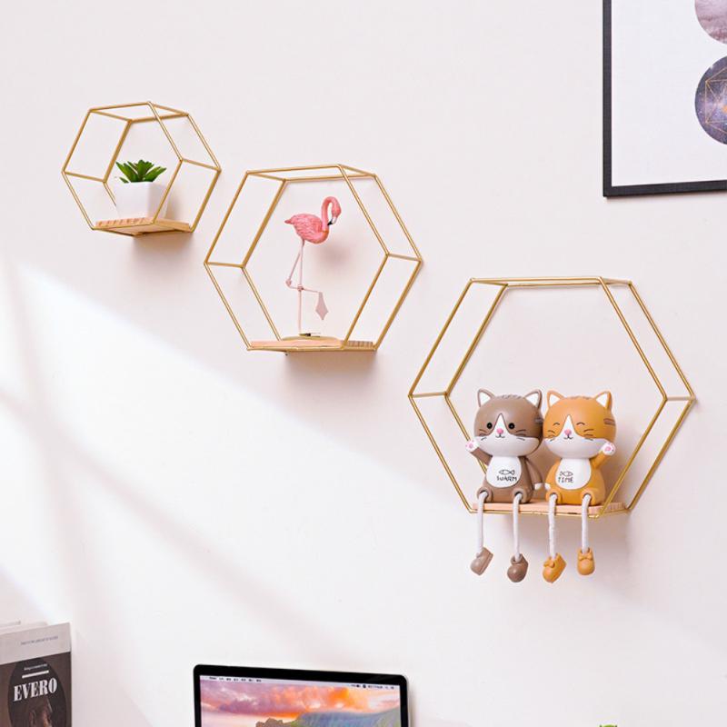 home & garden : Zeshoekige Wanddecoratie Goud - Foto en Object Display - MDF in van Pantino
