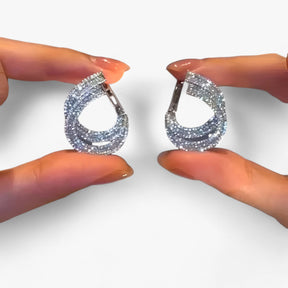 Earrings : Oorringen in Zirkonia in Dubbele Laag Dames - Unieke Feestversiering - Zilver in van Pantino