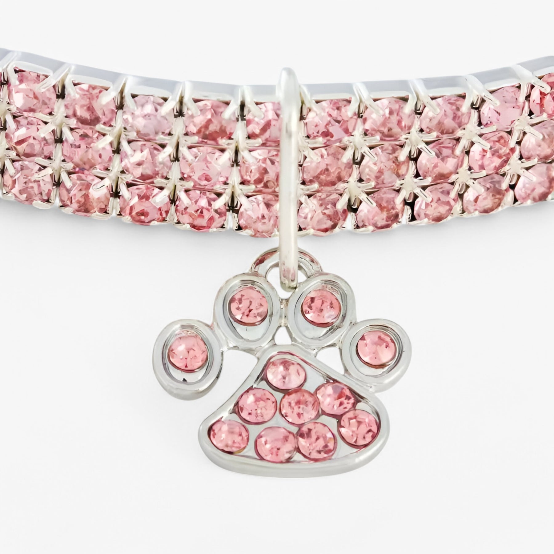 pets : Luxe Kristallen Halsband met Diamant Hanger - Roze in van Pantino
