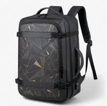 bags : Reisrugzak met USB Heren - Expande Zwart in Expande Gouden 18inch(32x46x15)cm van Pantino