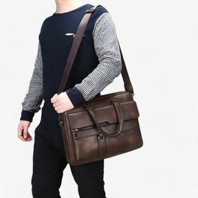 bags : Laptoptas Heren Khaki - Luxe Retro in van Pantino