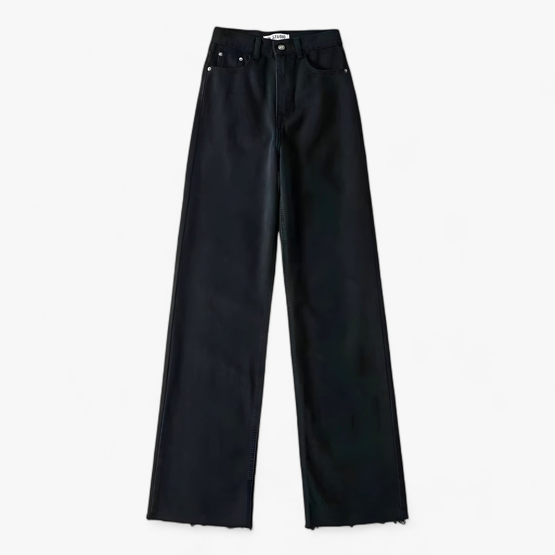 Pants : Broek met Wijde Pijpen - Eenvoudig en Elegant - Donkerblauw in Zwart van Pantino