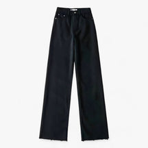 Pants : Broek met Wijde Pijpen - Eenvoudig en Elegant - Donkerblauw in Zwart van Pantino