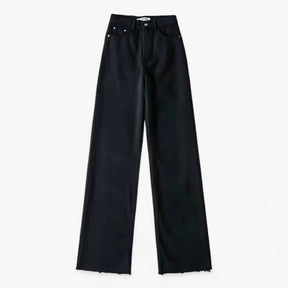 Pants : Broek met Wijde Pijpen - Eenvoudig en Elegant - Donkerblauw in Zwart van Pantino