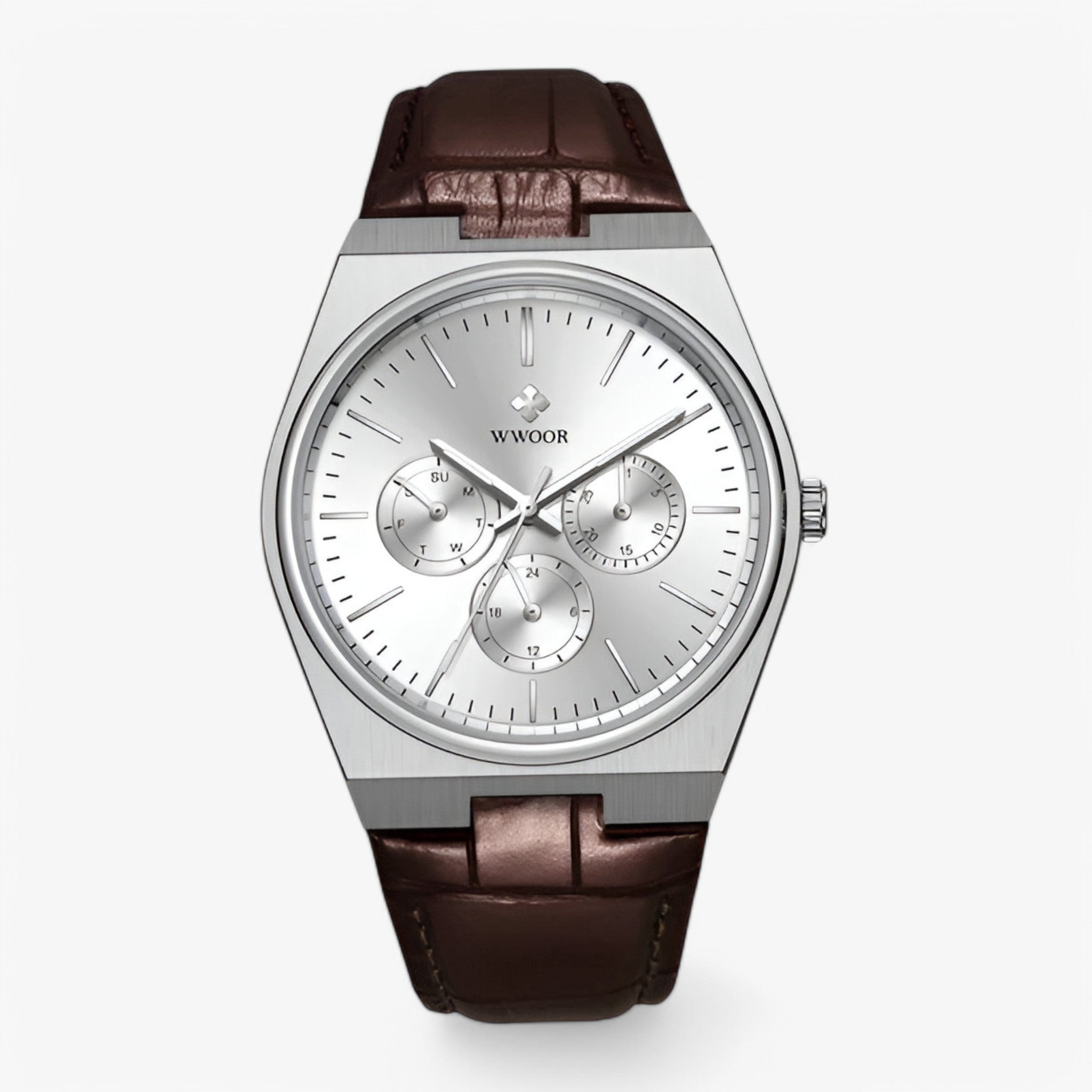 watches : Quartz Horloge van Staal met Saffierglas Heren - Zilver Blauw in bruin wit van Pantino