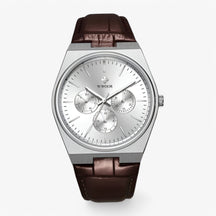 watches : Quartz Horloge van Staal met Saffierglas Heren - Zilver Blauw in bruin wit van Pantino