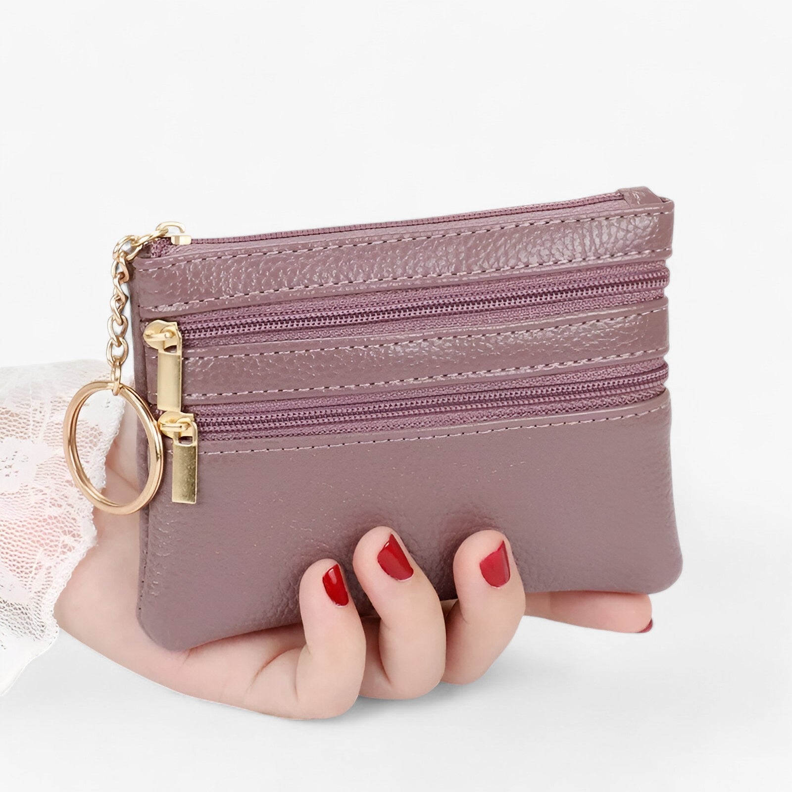 bags : Schoudertas voor Vrouwen Dames - Compakt en Elegant met Drie Ritsen - Rood in donkerpaars van Pantino