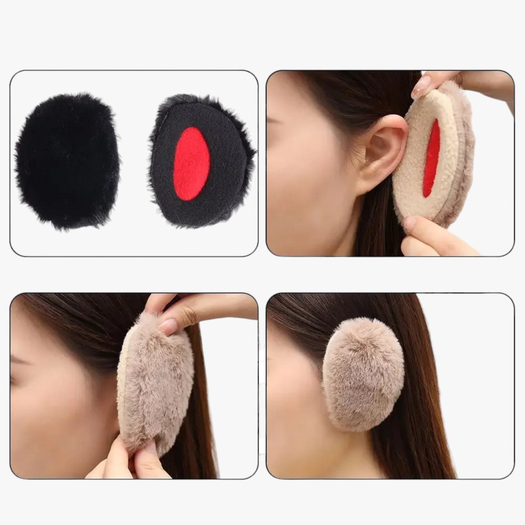 Ear Muffs : Fleece Oorbeschermers Zonder Band - Ultieme Winterwarmte - Zwart-Klein in van Pantino