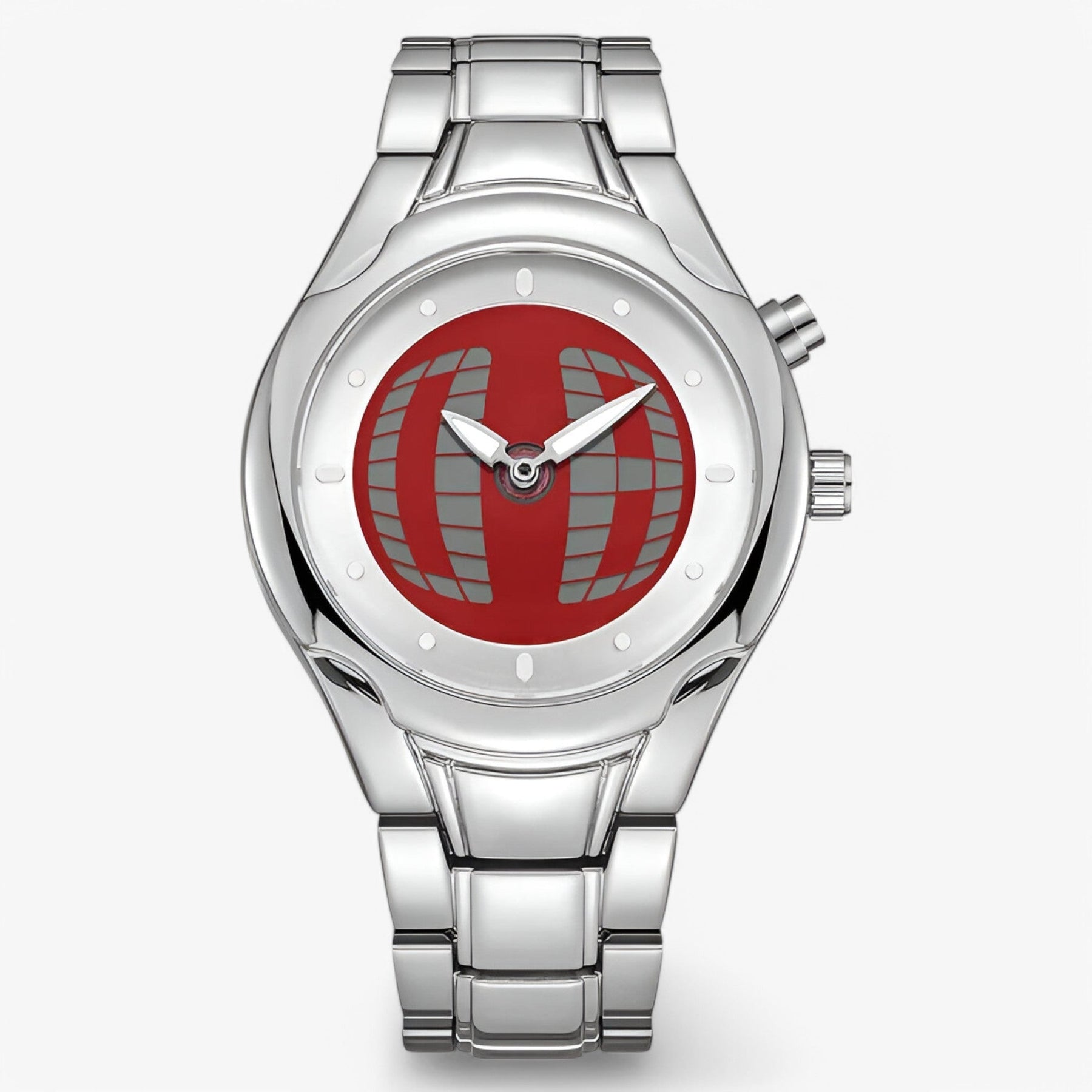 watches : Horloge Heren Zwart - Retro Herenhorloge Roestvrij Staal Analoog in Rood van Pantino