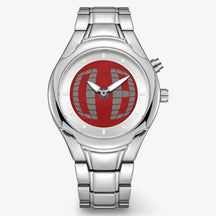 watches : Horloge Heren Zwart - Retro Herenhorloge Roestvrij Staal Analoog in Rood van Pantino