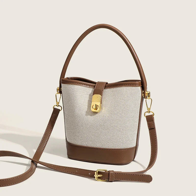 bags : Bucket Schoudertas Dames Beige - Compacte Elegantie - Synthetisch Leer in van Pantino