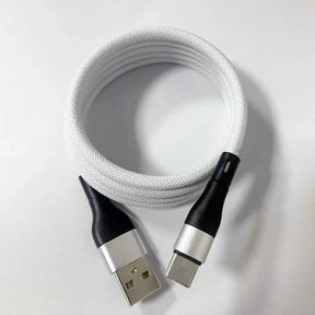 gadgets : Magnetische USB-C Kabel - Kabelrommel Vrij Flexibel - Nylon in Zilverkleurige kabel met USB en USB-C 1m van Pantino