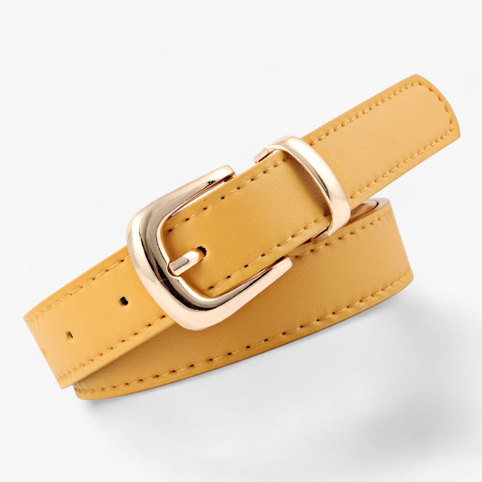 Belt : Riem Roze Haakjes - Elegant PU Leren van 2,4 Cm - Perfect voor Elke Outfit in gele haakjes pu 2.4X105cm van Pantino