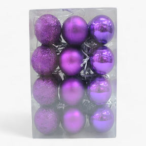 home & garden : Set van 24 Plastic Bollen - Gouden, Rode en Roze Decoraties in VIOLET van Pantino