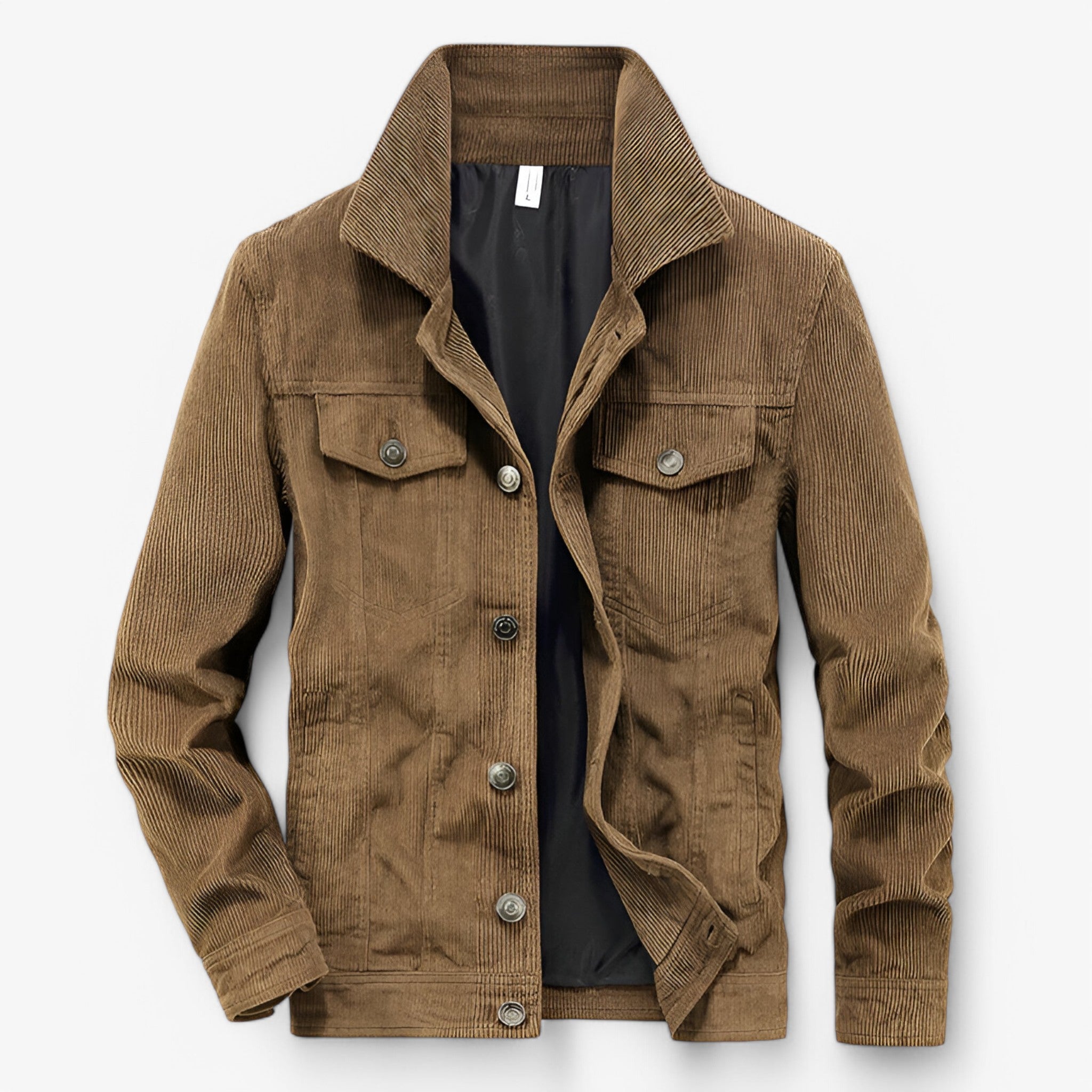 Jassen : Corduroy Jas - Vintage en Trendy - Khaki in Khaki van Pantino